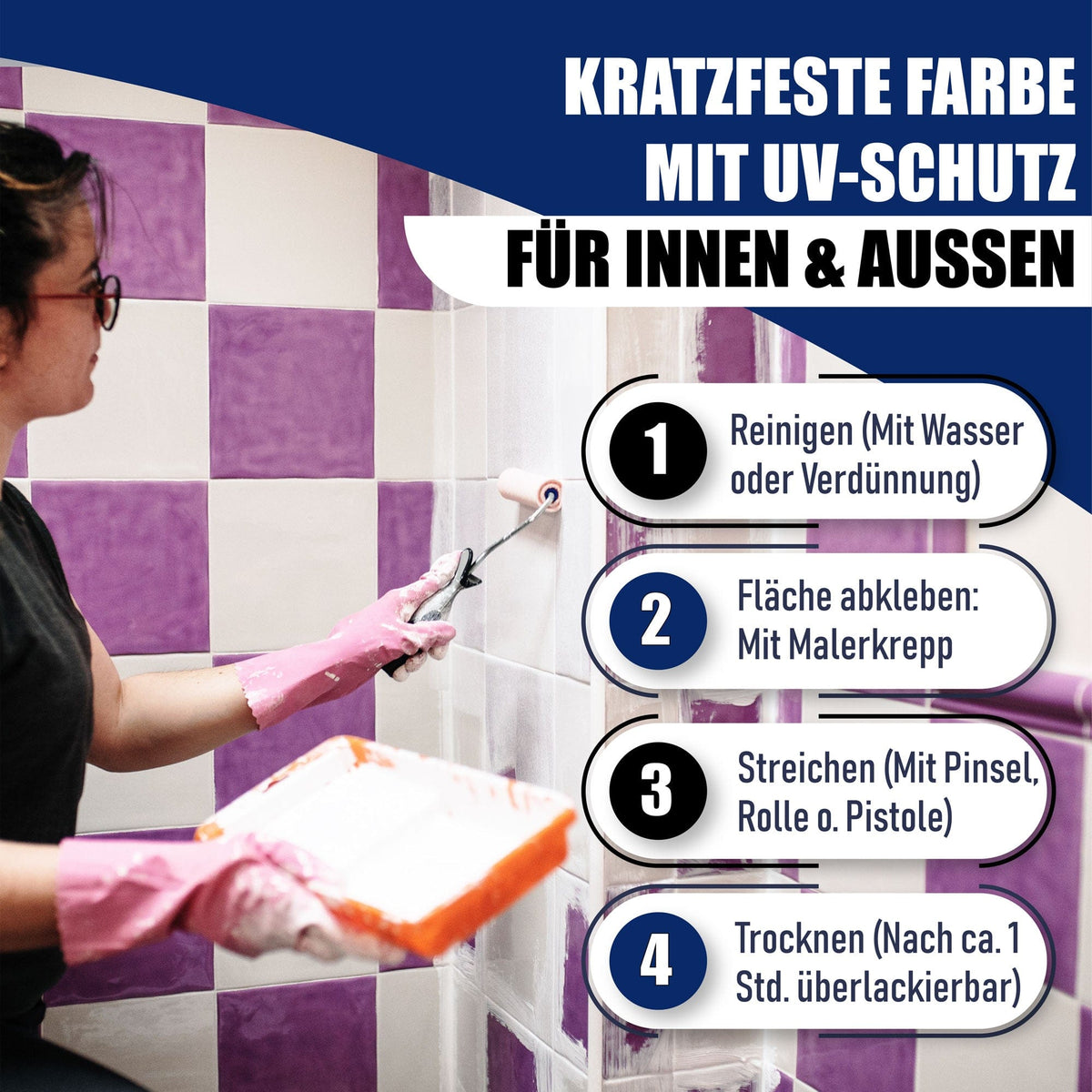 Tegelverf in Pasteloranje RAL 2003 - Tegellak met schildersset (X500) - Hamburger Lack-Profi, Afbeelding 3