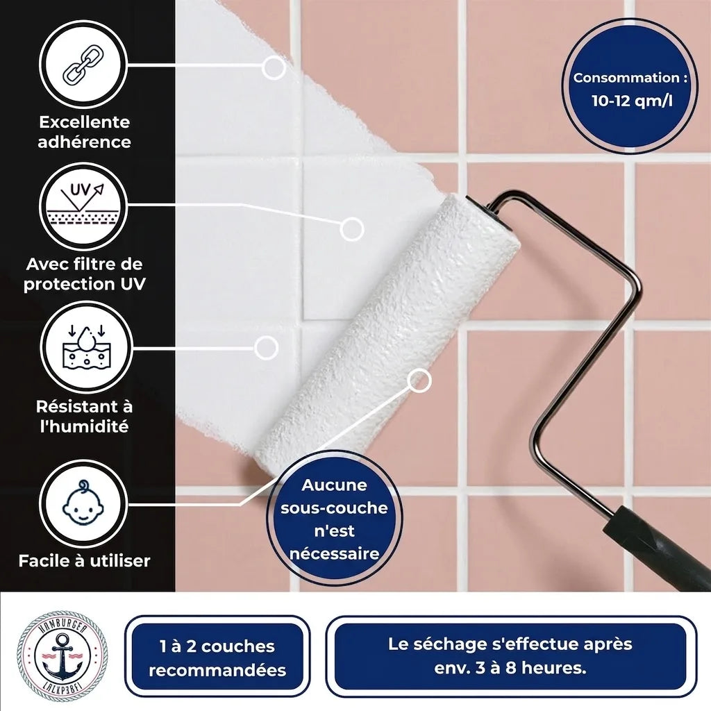 Hamburger Lack-Profi Fliesenlack Achatgrau RAL 7038 - hochdeckende Fliesenfarbe Grau - Hamburger Lack-Profi