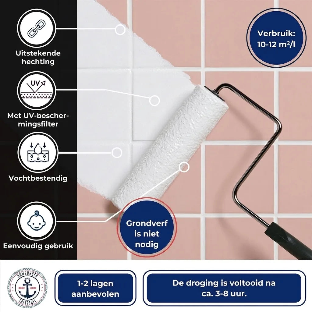 Hamburger Lack-Profi Fliesenlack Silbergrau RAL 7001- hochdeckende Fliesenfarbe Grau - Hamburger Lack-Profi