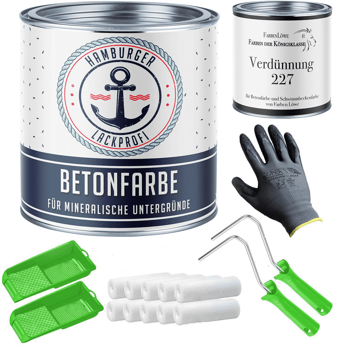 Betonverf Capriblauw RAL 5019 met schildersset (X300) - Hamburger Lack-Profi