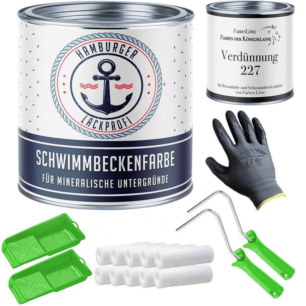 Zwembadverf / Poolverf in Citroengeel RAL 1012 met schildersset (X300) - Hamburger Lack-Profi