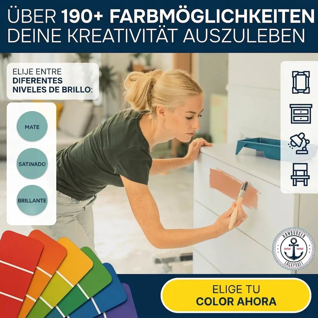 Möbelfarbe ohne Schleifen RAL 5009 Azurblau - Möbellack Hamburger Lack-Profi - Hamburger Lack-Profi