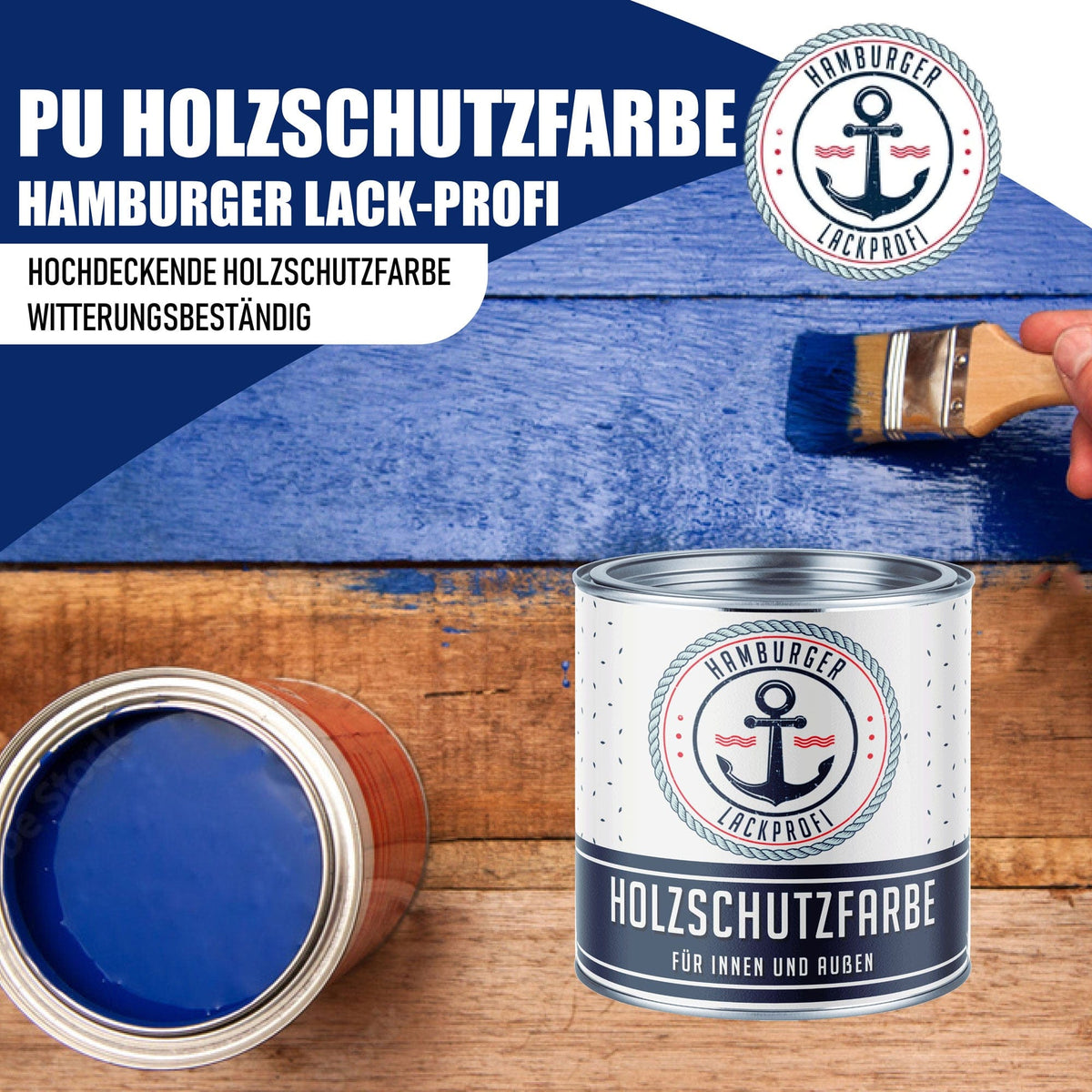 PU Houtbeschermverf RAL 3016 Koraalrood - Weerbestendige verf met schildersset (X300) - Hamburger Lack-Profi