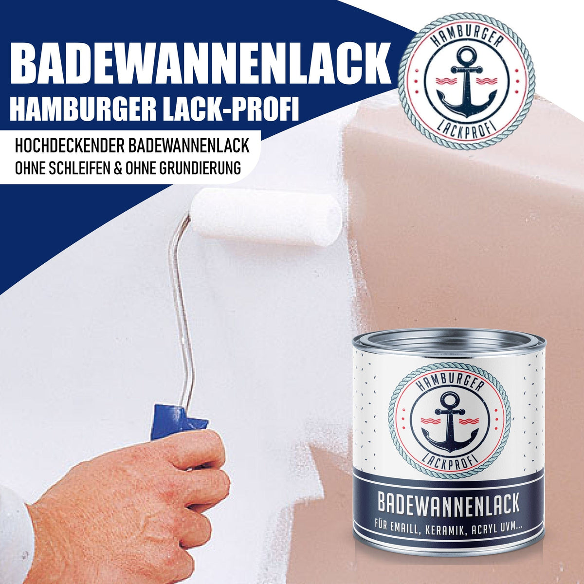 2K Badkuiplak Grasgroen RAL 6010 met schildersset (X500) - Hoogglans / Zijdemat / Mat - Hamburger Lack-Profi