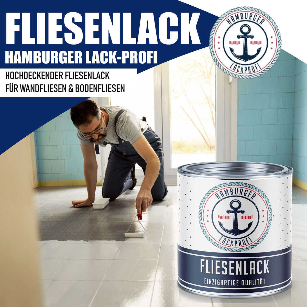 Hamburger Lack-Profi Fliesenlack Tomatenrot RAL 3013- hochdeckende Fliesenfarbe Rot - Hamburger Lack-Profi