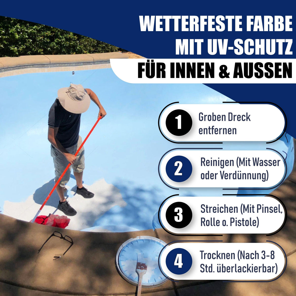 Zwembadverf Verkeerswit RAL 9016 - Dekkende zwembadverf - Hamburger Lack-Profi