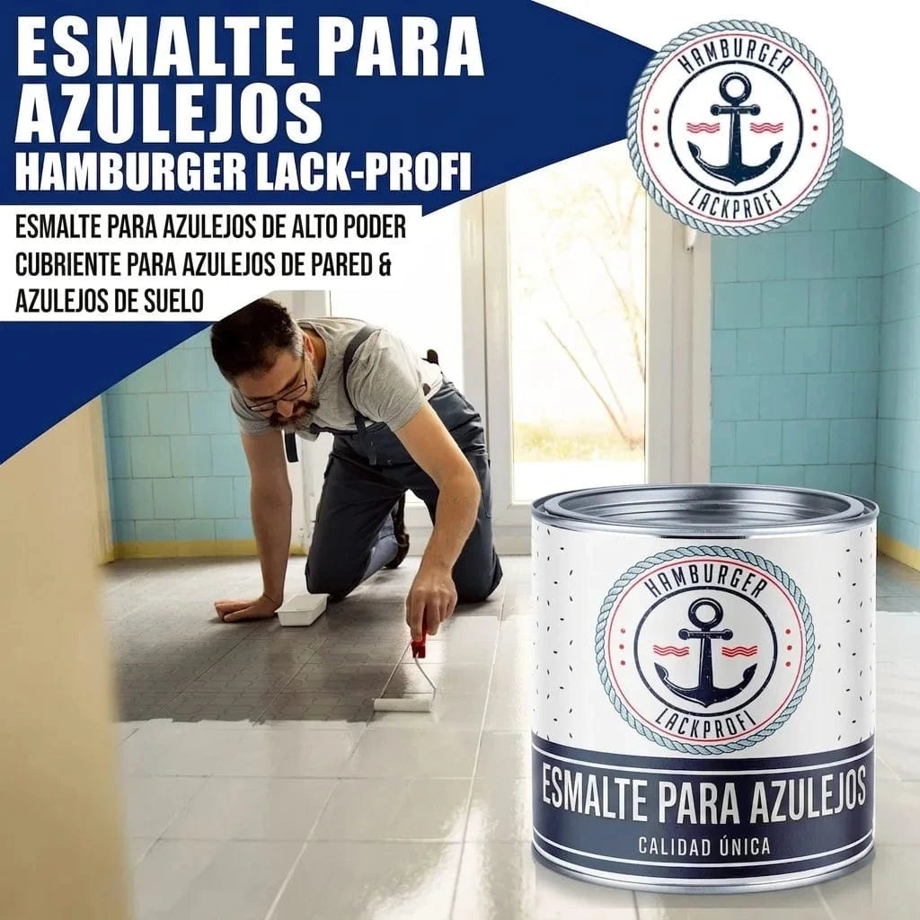 Hamburger Lack-Profi Lacke & Beschichtungen Hamburger Lack-Profi Fliesenlack in Chromoxidgrün RAL 6020 mit Lackierset (X300) & Verdünnung (1 L) - Fliesenfarbe 30% Sparangebot