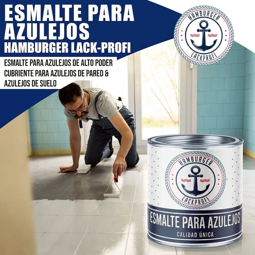 Hamburger Lack-Profi Fliesenlack Grauweiß RAL 9002 - hochdeckende Fliesenfarbe Schwarz - Hamburger Lack-Profi
