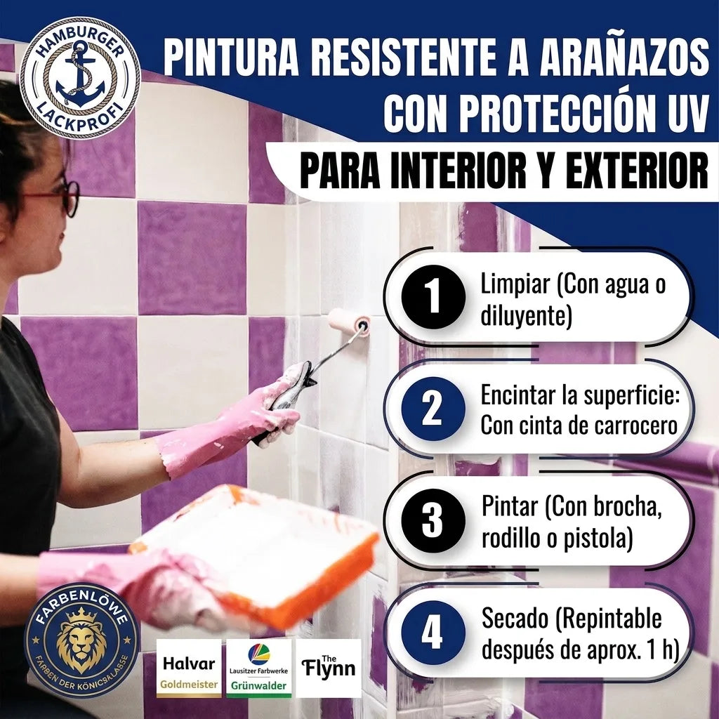 Hamburger Lack-Profi Fliesenlack Hellelfenbein RAL 1015 - hochdeckende Fliesenfarbe Gelb - Hamburger Lack-Profi