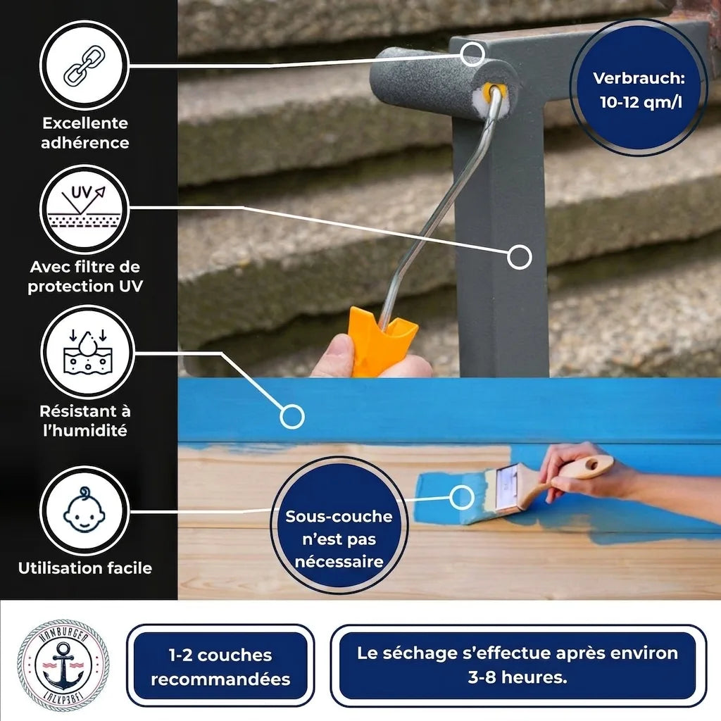 Hamburger Lack-Profi Buntlack Ultramarinblau RAL 5002 - Robuster Kunstharzlack - Hamburger Lack-Profi