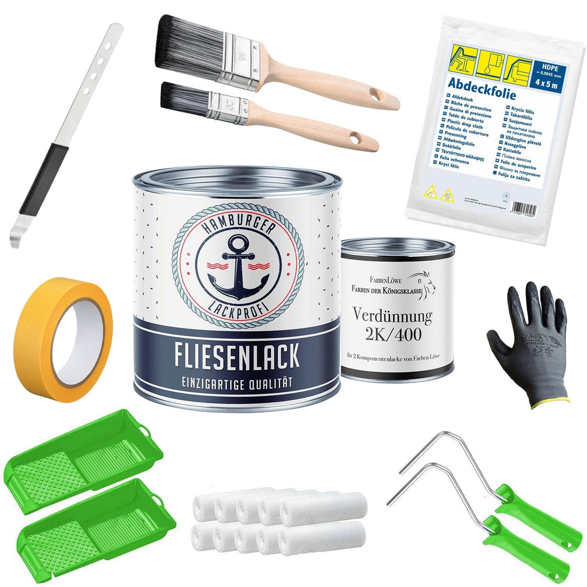 Tegelverf in Bleekbruin RAL 8025 - Tegellak met schildersset (X500) - Hamburger Lack-Profi