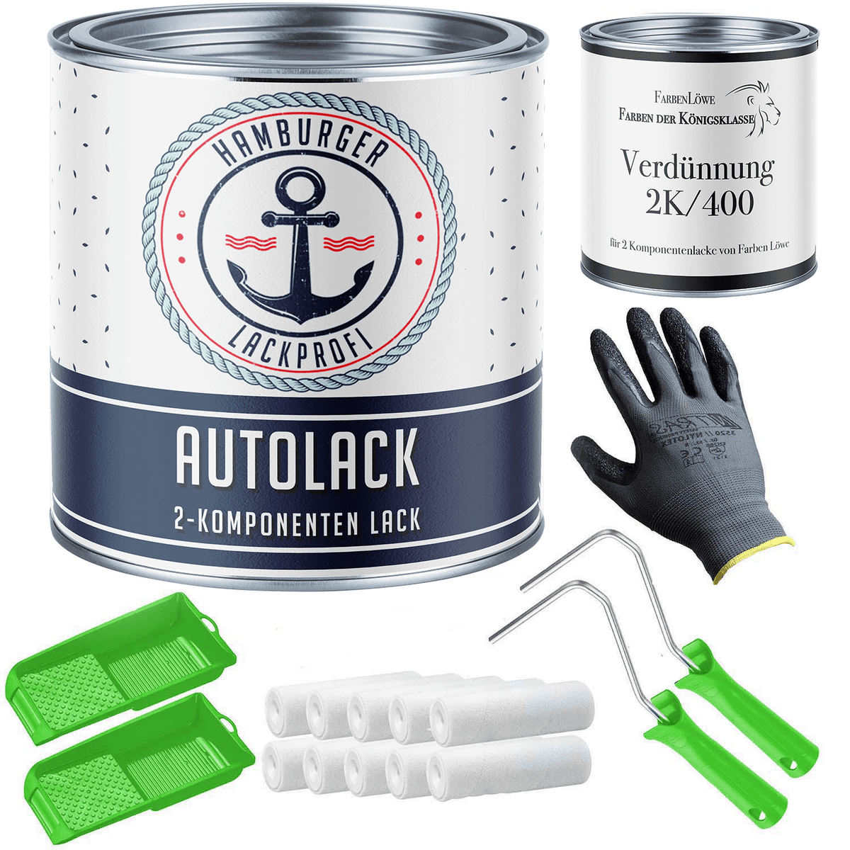2K Autolak in Ultramarijnblauw RAL 5002 met schildersset (X300) - Hamburger Lack-Profi