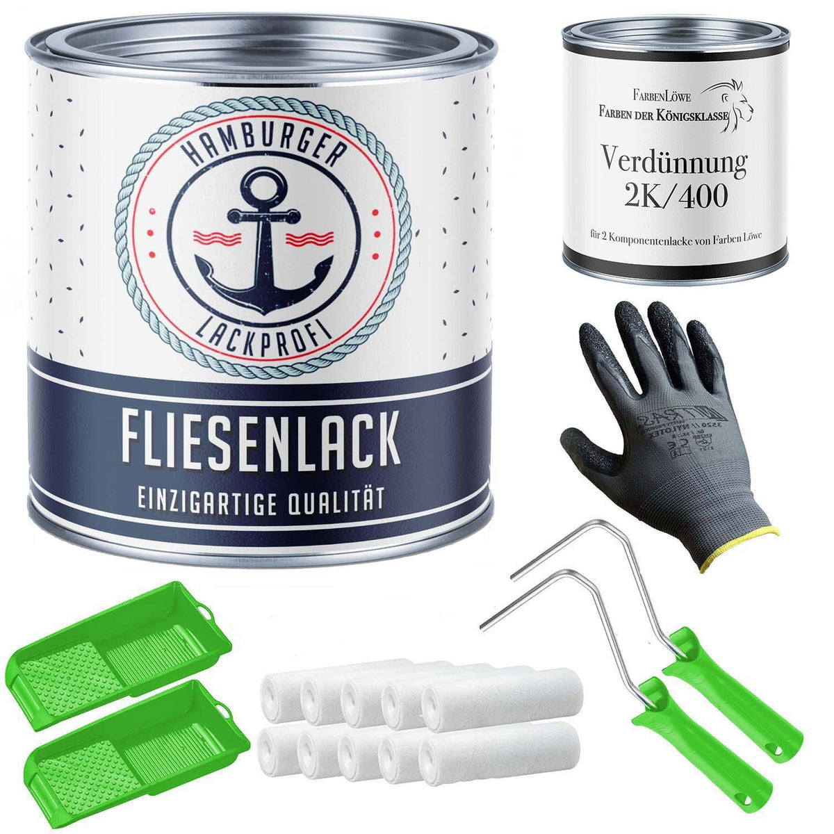 Fliesenlack in Telegrau 2 RAL 7046 mit Lackierset (X300) - Hamburger Lack-Profi
