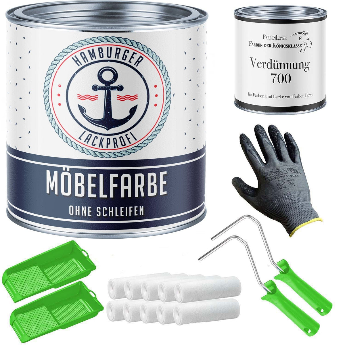 Meubelverf zonder schuren RAL 1016 Zwavelgeel - Meubellak met schildersset (X300) - Hamburger Lack-Profi