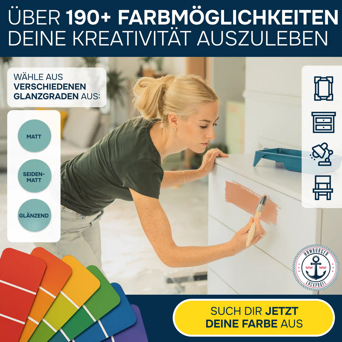 Möbelfarbe ohne Schleifen RAL 3001 Signalrot - Möbellack Hamburger Lack-Profi - Hamburger Lack-Profi