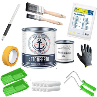 Betonverf Saffraangeel RAL 1017 met schildersset (X500) - Hamburger Lack-Profi