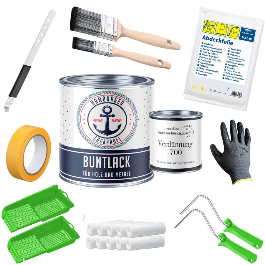 Kleurlak in Bruingroen RAL 6008 met schildersset (X500) - Hamburger Lack-Profi