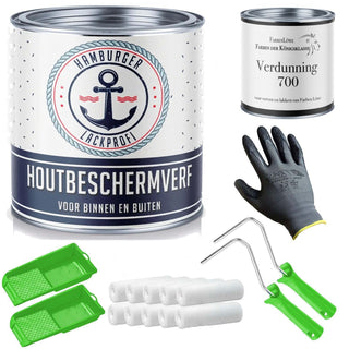 PU Houtbeschermverf - Weerbestendige verf met schildersset (X300) - Hamburger Lack-Profi
